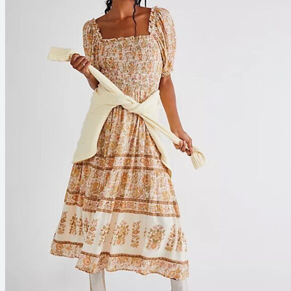 Free People Spell & The Gypsy Juniper shirred dress Cream small NWT - Picture 1 of 6